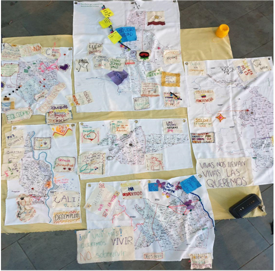Fotografía 3: Cartografía textil. Fuente: Registro fotográfico Laura Campaz 2021. 