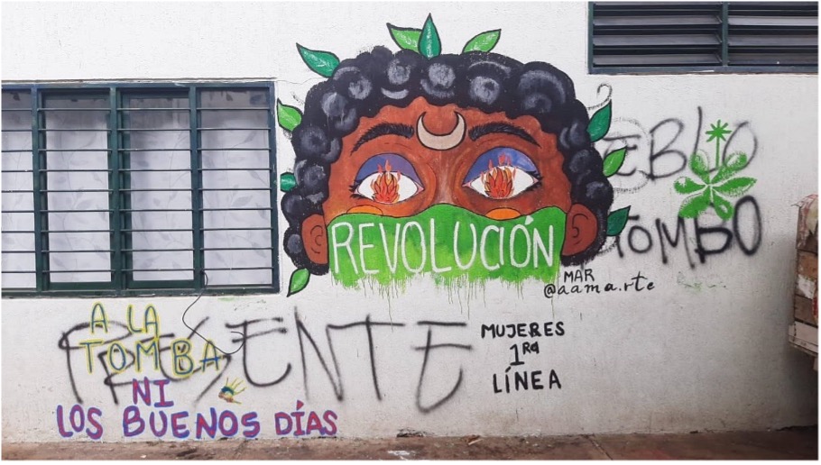 Fotografía 1: Mural Caseta Avenida Pasoancho. Fuente: Registro fotográfico Gina Gallego 2021.